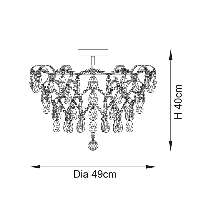 Endon 95989 Alisona 4lt Flush Chrome plate & clear crystal glass 4 x 3W LED G9 (Required) - westbasedirect.com