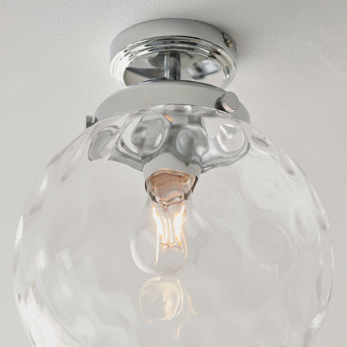 Endon 95994 Elston 1lt Flush Chrome plate & clear dimpled glass 10W LED E27 (Required) - westbasedirect.com