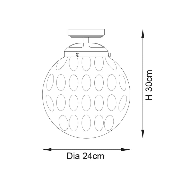 Endon 95994 Elston 1lt Flush Chrome plate & clear dimpled glass 10W LED E27 (Required) - westbasedirect.com