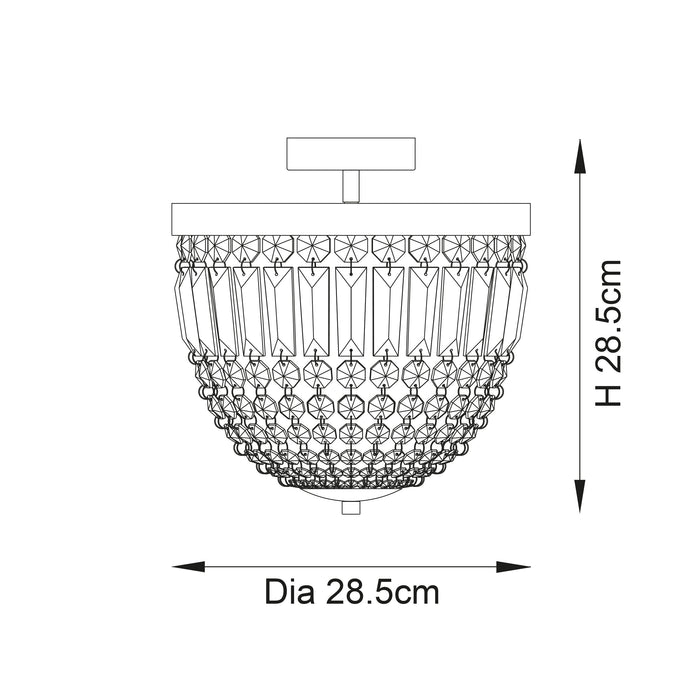 Endon 96005 Iona 1lt Flush Chrome plate & clear crystal glass 10W LED E27 (Required) - westbasedirect.com