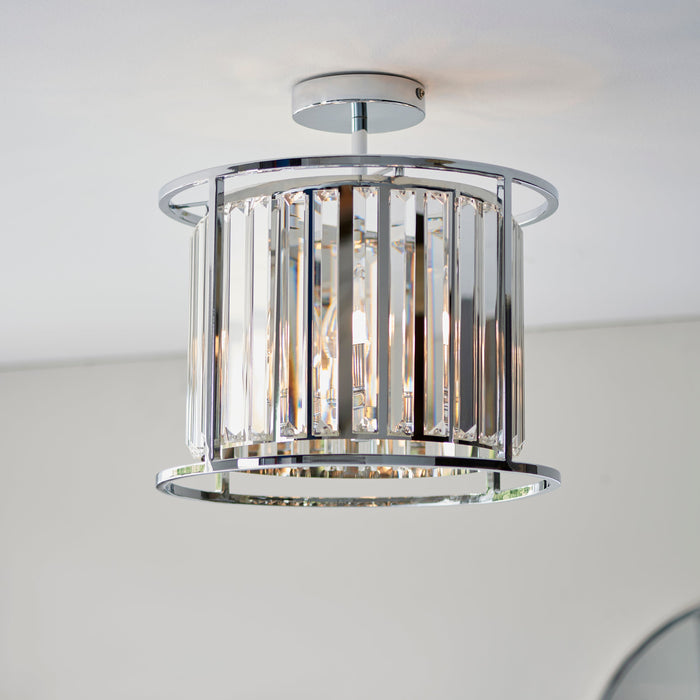 Endon 96022 Hamilton 3lt Semi flush Chrome plate & clear crystal glass 3 x 3W LED G9 (Required) - westbasedirect.com