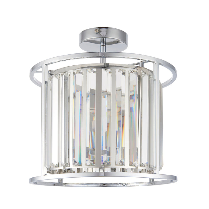 Endon 96022 Hamilton 3lt Semi flush Chrome plate & clear crystal glass 3 x 3W LED G9 (Required) - westbasedirect.com