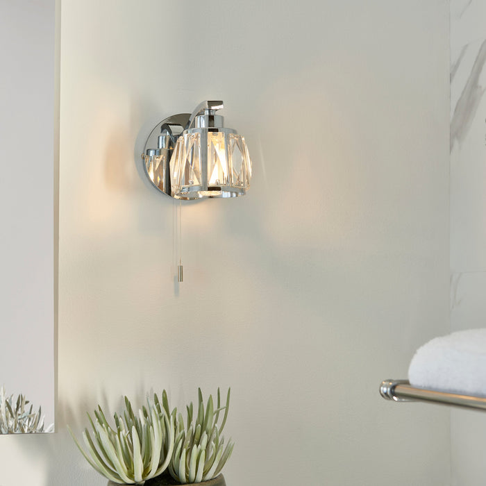 Endon 96135 Ria 1lt Wall Chrome plate & clear crystal glass 3W LED G9 (Required) - westbasedirect.com