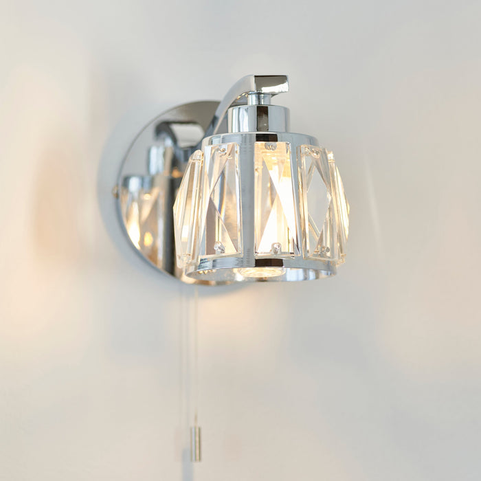 Endon 96135 Ria 1lt Wall Chrome plate & clear crystal glass 3W LED G9 (Required) - westbasedirect.com