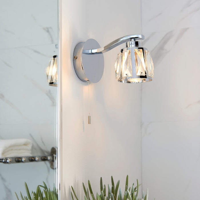 Endon 96135 Ria 1lt Wall Chrome plate & clear crystal glass 3W LED G9 (Required) - westbasedirect.com