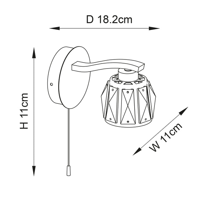 Endon 96135 Ria 1lt Wall Chrome plate & clear crystal glass 3W LED G9 (Required) - westbasedirect.com