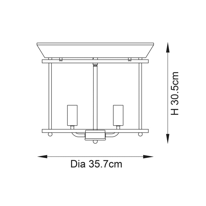 Endon 96153 Hampworth 3lt Flush Bright nickel plate & clear glass 3 x 6W LED E14 (Required) - westbasedirect.com