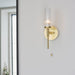 Endon 96163 Talo 1lt Wall Satin brass plate & clear ribbed glass 3W LED G9 (Required) - westbasedirect.com