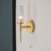 Endon 96163 Talo 1lt Wall Satin brass plate & clear ribbed glass 3W LED G9 (Required) - westbasedirect.com