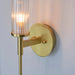 Endon 96163 Talo 1lt Wall Satin brass plate & clear ribbed glass 3W LED G9 (Required) - westbasedirect.com