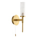 Endon 96163 Talo 1lt Wall Satin brass plate & clear ribbed glass 3W LED G9 (Required) - westbasedirect.com