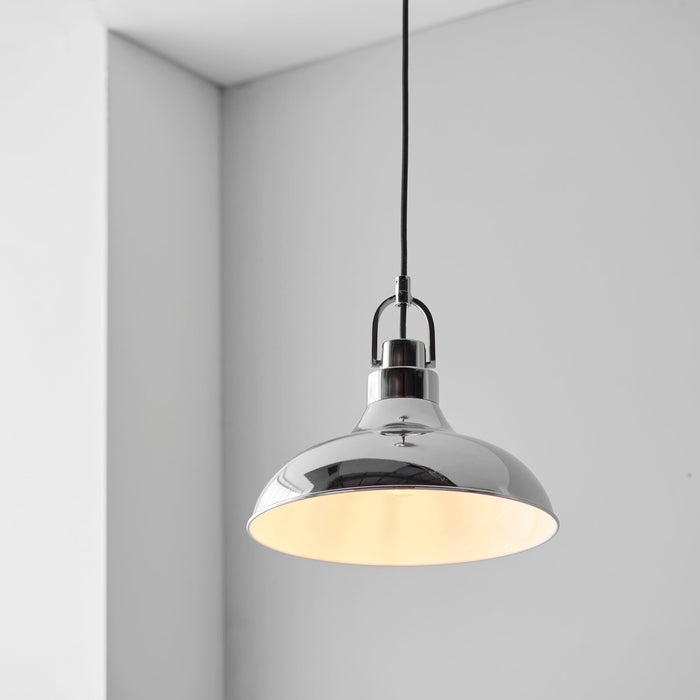 Endon 96175 Crofton 1lt Pendant Bright nickel plate 10W LED E27 (Required) - westbasedirect.com