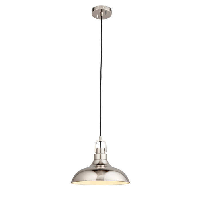 Endon 96175 Crofton 1lt Pendant Bright nickel plate 10W LED E27 (Required) - westbasedirect.com