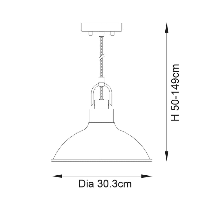 Endon 96175 Crofton 1lt Pendant Bright nickel plate 10W LED E27 (Required) - westbasedirect.com