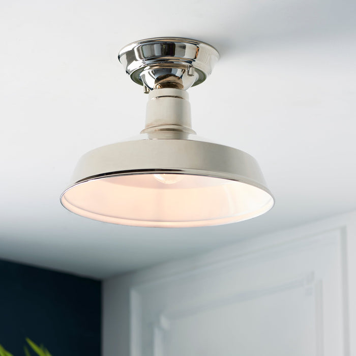 Endon 96181 Darton 1lt Semi flush Bright nickel plate 10W LED E27 (Required) - westbasedirect.com