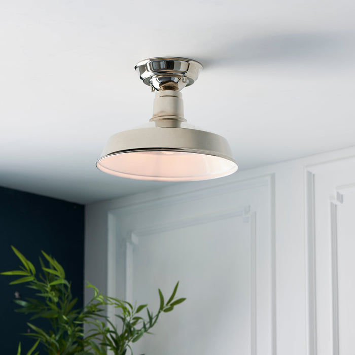 Endon 96181 Darton 1lt Semi flush Bright nickel plate 10W LED E27 (Required) - westbasedirect.com