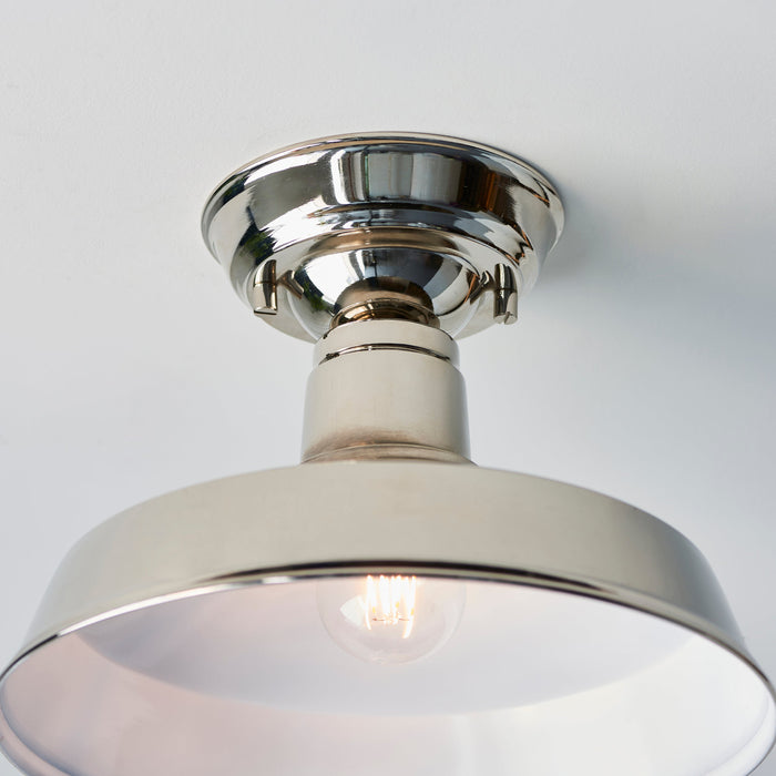 Endon 96181 Darton 1lt Semi flush Bright nickel plate 10W LED E27 (Required) - westbasedirect.com