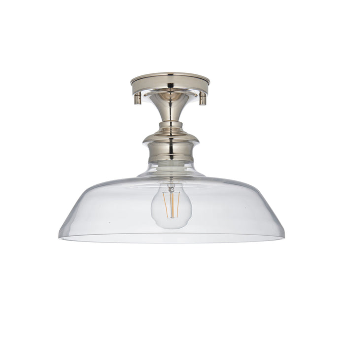 Endon 96182 Barford 1lt Semi flush Bright nickel plate & clear glass 10W LED E27 (Required) - westbasedirect.com