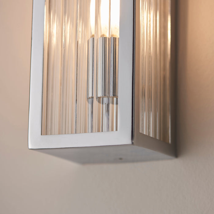 Endon 96220 Newham 2lt Wall Chrome plate & clear ribbed glass 2 x 3W LED G9 (Required) - westbasedirect.com