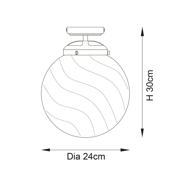 Endon 96488 Milston 1lt Flush Chrome plate & clear spiral glass 10W LED E27 (Required) - westbasedirect.com