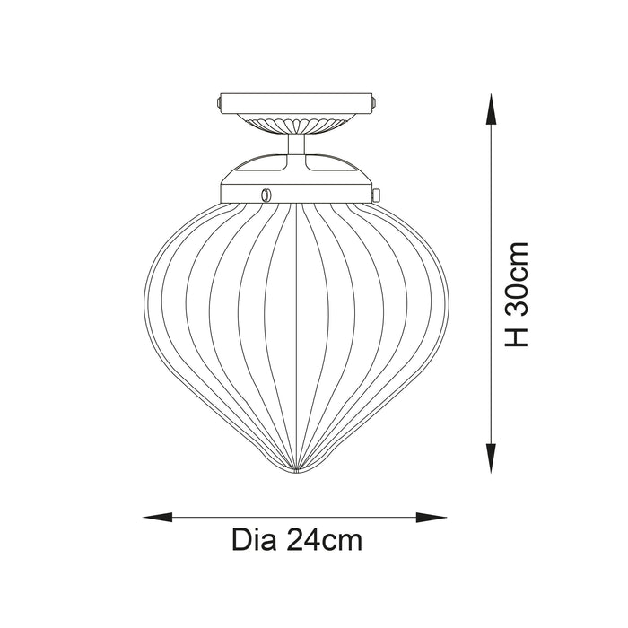 Endon 96489 Cheston 1lt Flush Chrome plate & clear ribbed glass 10W LED E27 (Required) - westbasedirect.com