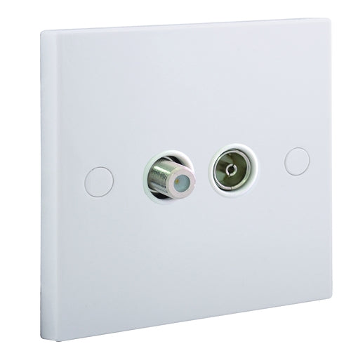 BG 965 White Square Edge 2 Gang Satellite & Co-axial Socket - westbasedirect.com