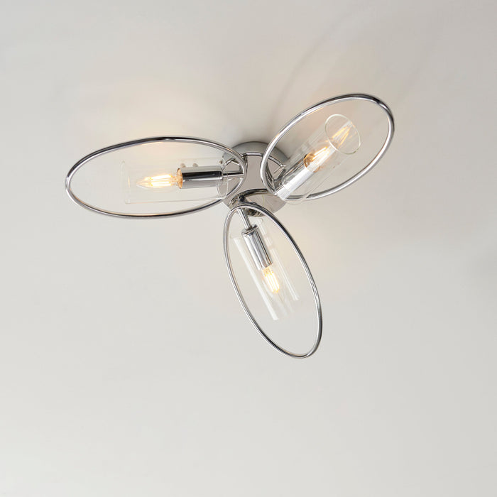 Endon 96833 Amari 3lt Semi flush Chrome plate & clear glass 3 x 6W LED E14 (Required) - westbasedirect.com