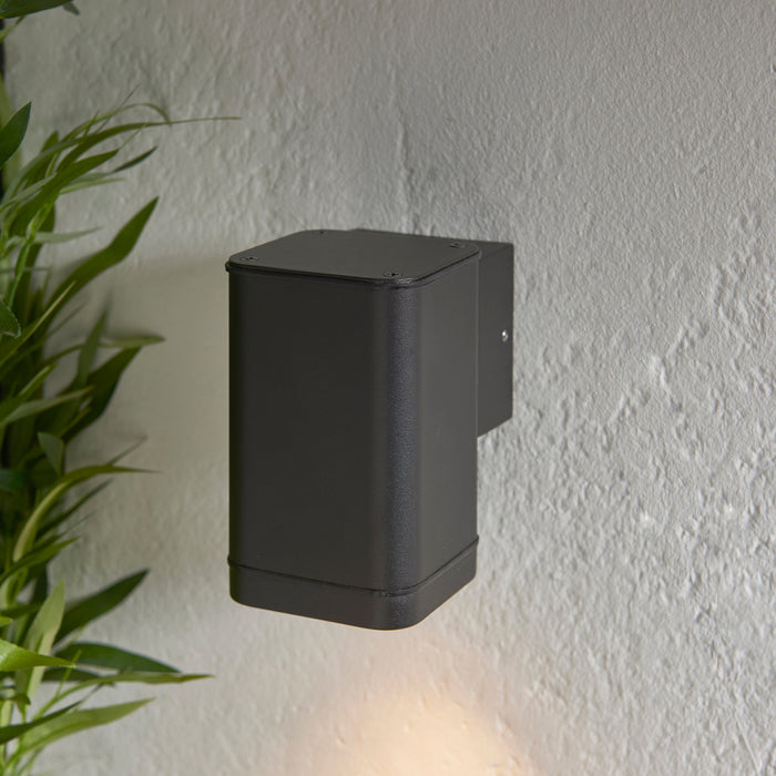 Endon 96910 Milton 1lt Wall Textured black & clear glass 7W LED GU10 (Required) - westbasedirect.com