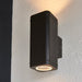 Endon 96911 Milton 2lt Wall Textured black & clear glass 2 x 7W LED GU10 (Required) - westbasedirect.com