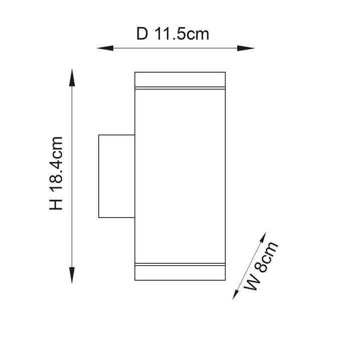 Endon 96911 Milton 2lt Wall Textured black & clear glass 2 x 7W LED GU10 (Required) - westbasedirect.com