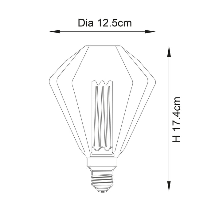 Endon 97176 Facett 1lt Accessory Amber glass 2.5W LED E27 Warm White - westbasedirect.com