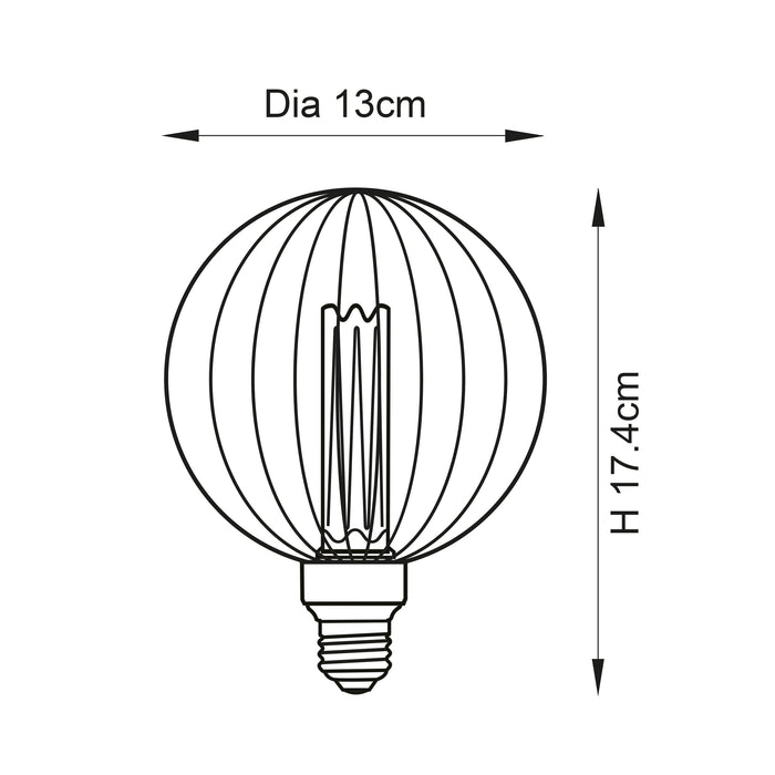 Endon 97177 Lines 1lt Accessory Amber glass 2.5W LED E27 Warm White - westbasedirect.com