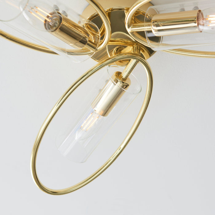 Endon 97228 Amari 3lt Semi flush Polished brass plate & clear glass 3 x 6W LED E14 (Required) - westbasedirect.com