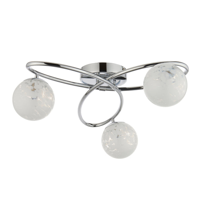 Endon 97230 Maye 3lt Semi flush Chrome plate & white confetti glass 3 x 3W LED G9 (Required) - westbasedirect.com