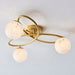 Endon 97231 Maye 3lt Semi flush Satin brass plate & white confetti glass 3 x 3W LED G9 (Required) - westbasedirect.com