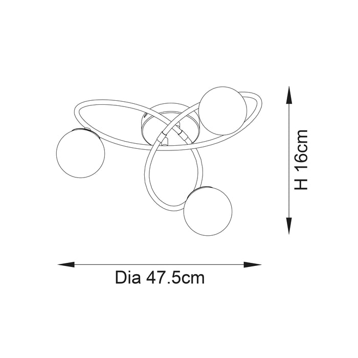 Endon 97231 Maye 3lt Semi flush Satin brass plate & white confetti glass 3 x 3W LED G9 (Required) - westbasedirect.com