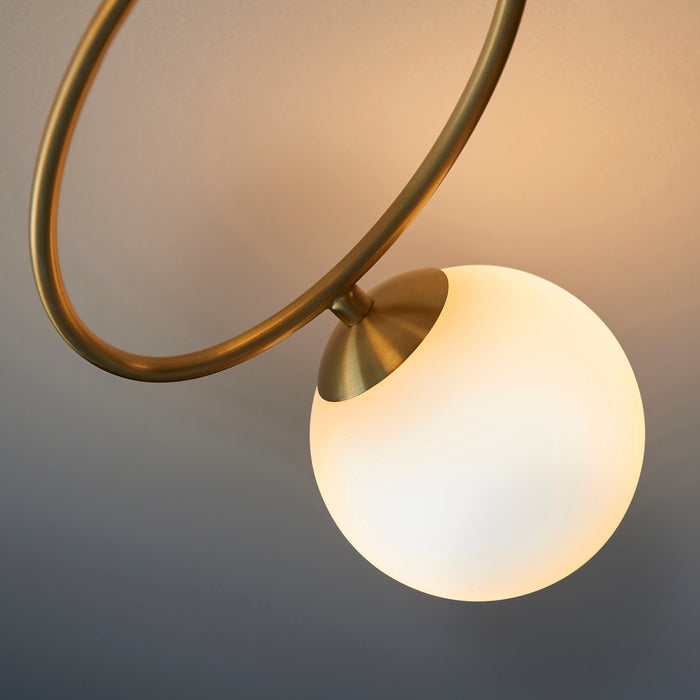 Endon 97234 Ellipse 3lt Semi flush Satin brass plate & matt opal glass 3 x 3W LED G9 (Required) - westbasedirect.com