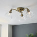 Endon 97247 Hansen 3lt Semi flush Antique brass plate & clear glass 3 x 7W LED E14 (Required) - westbasedirect.com