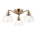 Endon 97247 Hansen 3lt Semi flush Antique brass plate & clear glass 3 x 7W LED E14 (Required) - westbasedirect.com