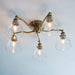 Endon 97248 Hansen 5lt Semi flush Antique brass plate & clear glass 5 x 7W LED E14 (Required) - westbasedirect.com