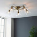 Endon 97248 Hansen 5lt Semi flush Antique brass plate & clear glass 5 x 7W LED E14 (Required) - westbasedirect.com