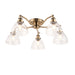 Endon 97248 Hansen 5lt Semi flush Antique brass plate & clear glass 5 x 7W LED E14 (Required) - westbasedirect.com