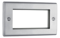 BG NBSEMR4 Nexus Metal Quad Euro Module Faceplate - Brushed Steel