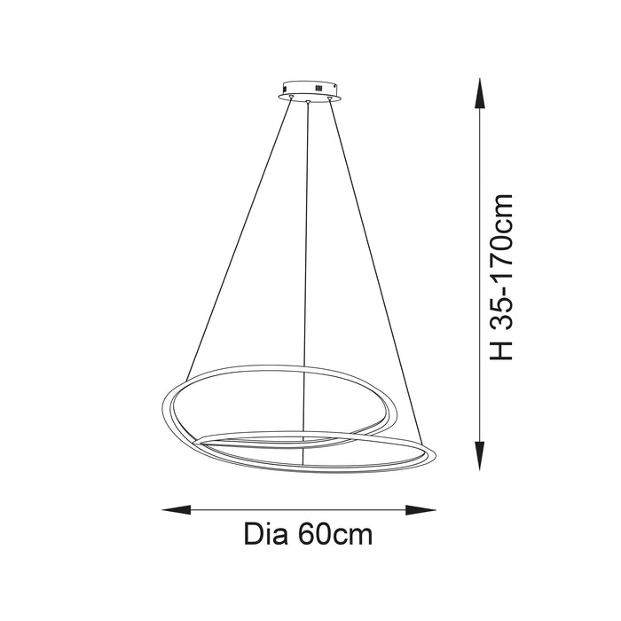 Endon 97606 Staten 1lt Pendant Textured black & white silicone 42W LED tape module (SMD 2835) Warm White - westbasedirect.com