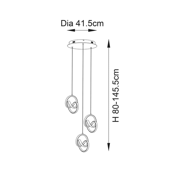 Endon 97623 Cosma 3lt Pendant Textured black & white silicone 3 x 14.16W LED tape module (SMD 2835) Warm White - westbasedirect.com