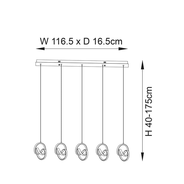 Endon 97624 Cosma 5lt Pendant Textured black & white silicone 5 x 14W LED tape module (SMD 2835) Warm White - westbasedirect.com