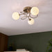 Endon 97647 Delos 3lt Semi flush Antique brass plate & white confetti glass 3 x 3W LED G9 (Required) - westbasedirect.com