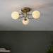 Endon 97647 Delos 3lt Semi flush Antique brass plate & white confetti glass 3 x 3W LED G9 (Required) - westbasedirect.com