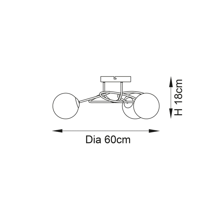 Endon 97647 Delos 3lt Semi flush Antique brass plate & white confetti glass 3 x 3W LED G9 (Required) - westbasedirect.com