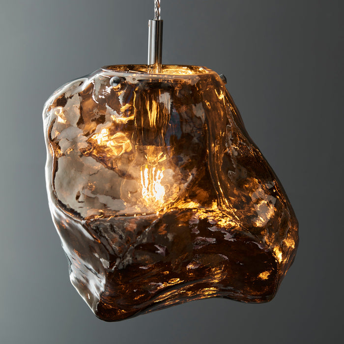 Endon 97654 Rock 1lt Pendant Chrome metallic glass & chrome plate 10W LED E27 (Required) - westbasedirect.com